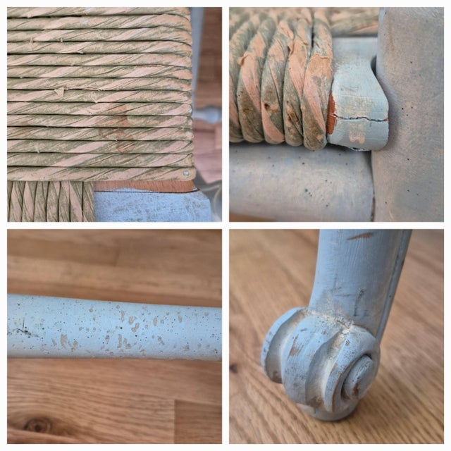 Late 20th Century Habersham Plantation French Country Painted Ladder Back Rush Seat Dining Side Chairs, Assembled Set of 6 For Sale - Image 17 of 18