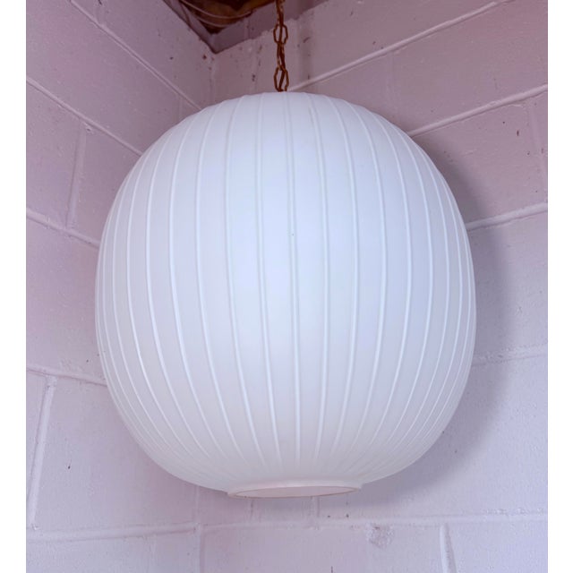Brass Vintage Mid-Century Modern Bologna Pendant Lamp Aloys F Gangkofner Sphere Opaline Glass 1954 For Sale - Image 8 of 14