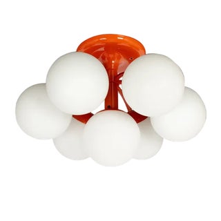 Mid-Century Orbital Ceiling or Wall Lamp in Orange attributed to Kaiser, Germany, 1970s For Sale