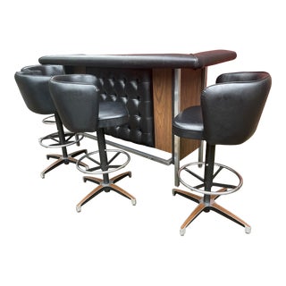 1970s Vintage Retro Vinyl Daystrom Bar Set of 5 For Sale