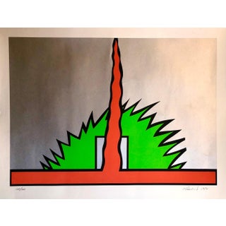 Nicholas Krushenick, 1980 Large Pop Art Silkscreen Abstract Op Art Jagged Edge Bright Color Serigraph, 1980 For Sale