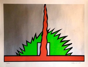 Nicholas Krushenick, 1980 Large Pop Art Silkscreen Abstract Op Art Jagged Edge Bright Color Serigraph, 1980
