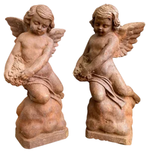 Vintage Putti Figures in Cast Iron, 1920, Set of 2