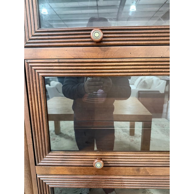 Wood Vintage Ethan Allen Barrister Glass Door Bookcase For Sale - Image 7 of 10