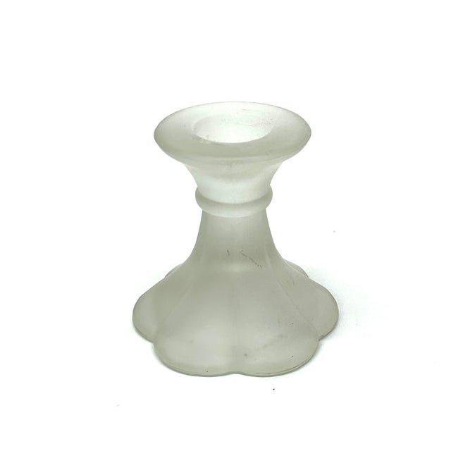 Vintage Eclectic Frosted Glass Candle Holder Curation - Group of 5 For Sale - Image 9 of 10
