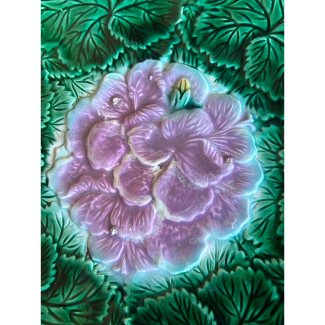 Ceramic English Majolica Begonia Plate- 1880's For Sale - Image 7 of 8