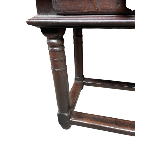 Brown Spanish Walnut Refectory Table with Drawers, Wrought Iron Ball Handles and Turned Legs, 1600s For Sale - Image 8 of 9