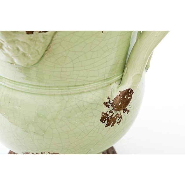 Borghese Vintage Neoclassical Glazed Italian Ceramic Campana Form Urn For Sale - Image 4 of 7