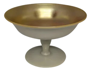Steuben Aurene & Calcite Art Glass Compote: Gold Interior, c.1920s