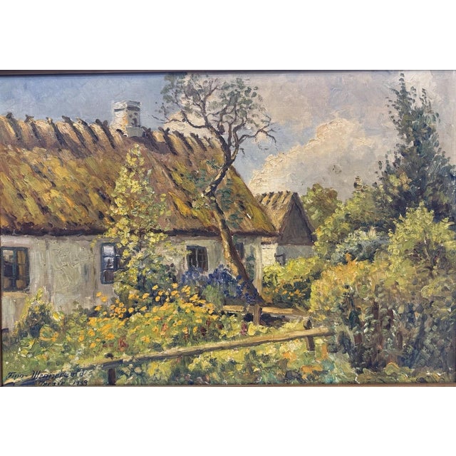Finn Wennerwald, Farmhouses in Scandinavia Landscape, 1933, Oil Painting on Canvas For Sale - Image 12 of 12