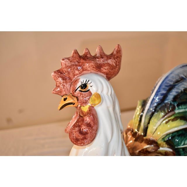 Italian Terracotta Hand-Painted Rooster Sculpture, Circa 1980's For Sale - Image 11 of 13