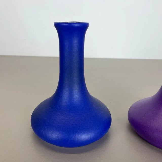 Blue Ceramic Studio Pottery Vases from Marei Ceramics, Germany, 1970s, Set of 2 For Sale - Image 8 of 18