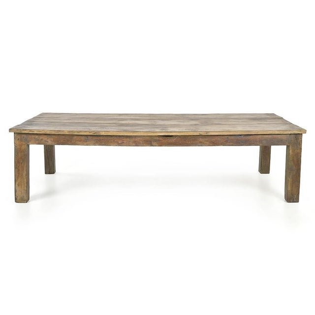 Large Coffee Table in Patinated Solid Wood For Sale - Image 6 of 6