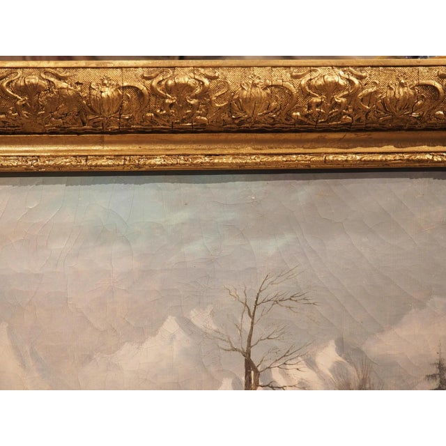 French 19th Century French Winter Landscape Painting in Original Giltwood Frame For Sale - Image 3 of 13