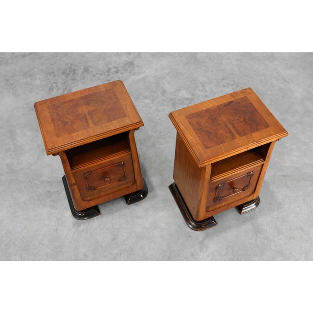 Art Deco Wooden Nightstands, Italy, 1920s, Set of 2 For Sale - Image 10 of 12