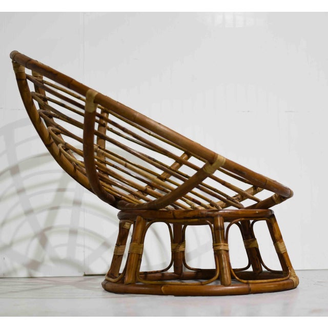 Contemporary Vintage Rattan Bamboo Papasan Chair For Sale - Image 3 of 10