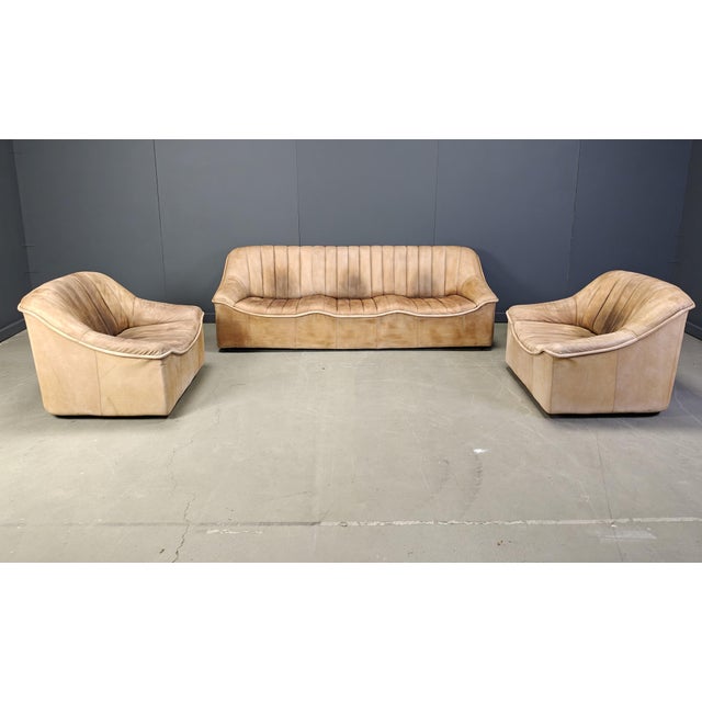 Mid-Century Modern Leather Sofa Set, 1960s, Set of 3 For Sale - Image 9 of 9