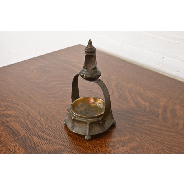 Apollo Studios New York Arts & Crafts Hammered Copper Table Lighter With Ashtray, Circa 1920s For Sale - Image 12 of 12