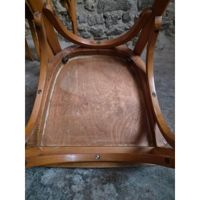 Mid-Century Modern Vintage Baumann Bistro Chairs and Ottoman, France, 1950s, Set of 5 For Sale - Image 3 of 18