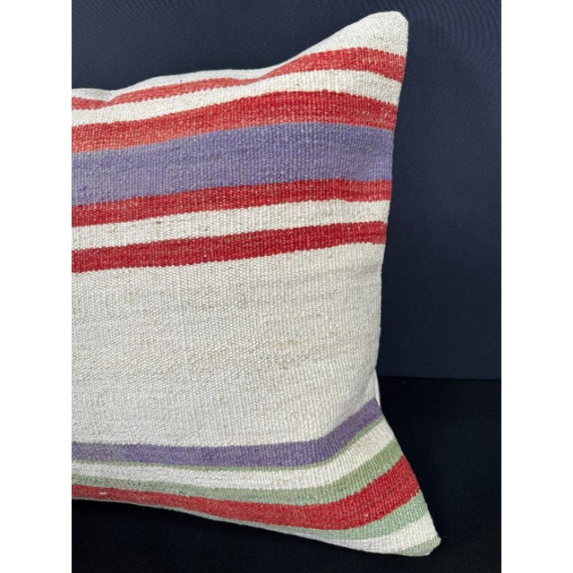 Contemporary Turkish Hemp Pillow Cushion Natural Beige Red Cushion Cover 20x20 For Sale - Image 3 of 4