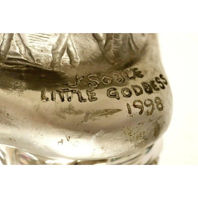 For your consideration is a magnificent, stainless steel table sculpture, of a reclining nude woman, "Little Goddess,"...