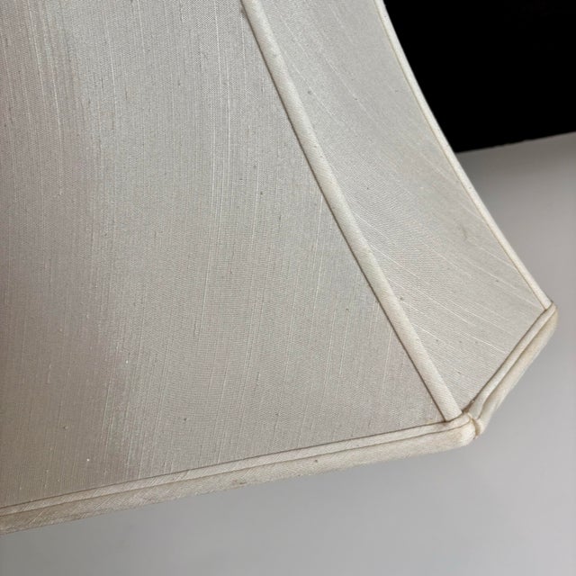 Vintage Mid-Century Modern Ivory Octagonal Bell Lamp Shade For Sale - Image 10 of 12