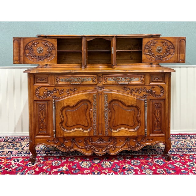 Antique French Buffet Sideboard Server Cupboard Panetiere Highly Carved Oak For Sale - Image 10 of 18