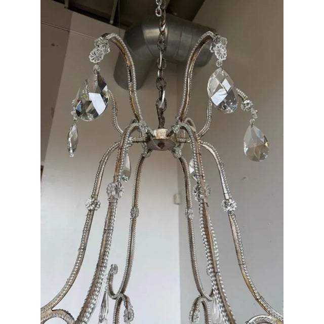 Italian Crystal Beaded Chandelier, Mid-20th Century For Sale - Image 12 of 13