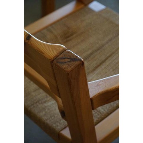 Gold Set of Brutalist Modern Danish Chairs in Pine & Cord from Tage Poulsen, 1972 For Sale - Image 8 of 18