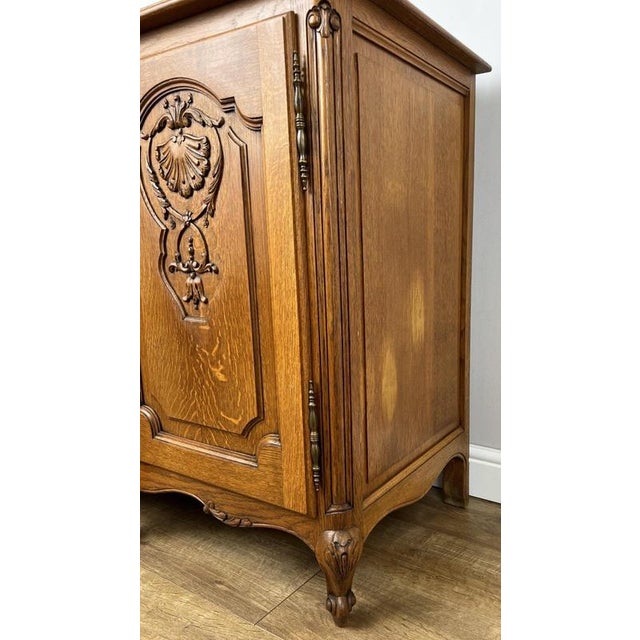 Vintage Louis French Oak Four Door Cupboard For Sale - Image 16 of 17