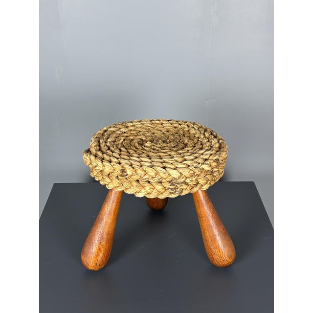 Mid-Century French Braided Rope Stool from Audoux & Minet, 1950s For Sale - Image 9 of 15
