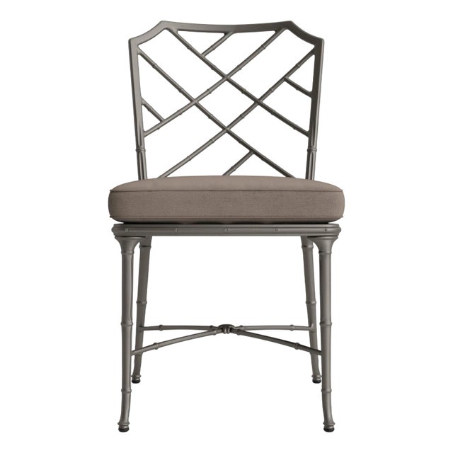 Brown Jordan Calcutta Side Chair, Mica frame with Fusion Taupe fabric For Sale