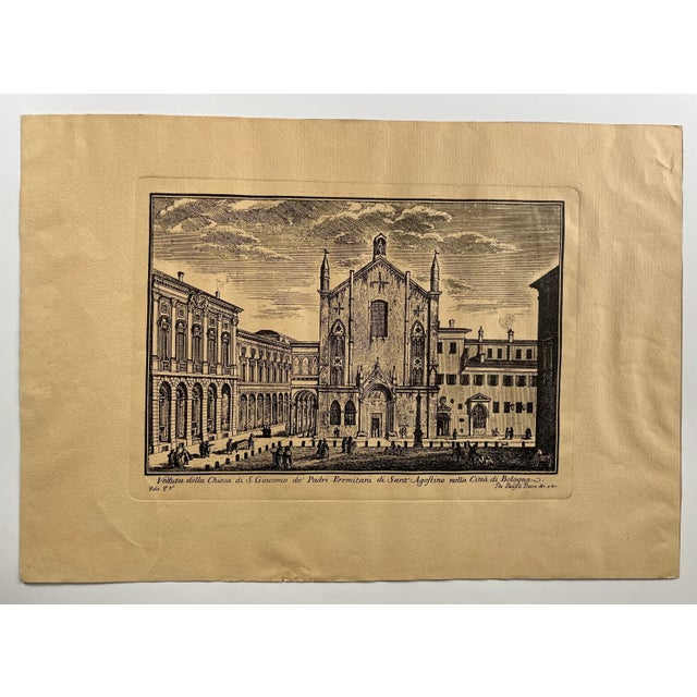 Antique Pio Panfili etching or engraving titled, "Venduta della Chiesa di S.Giacomo de' Padri Eremitani di Saint Agoftino...