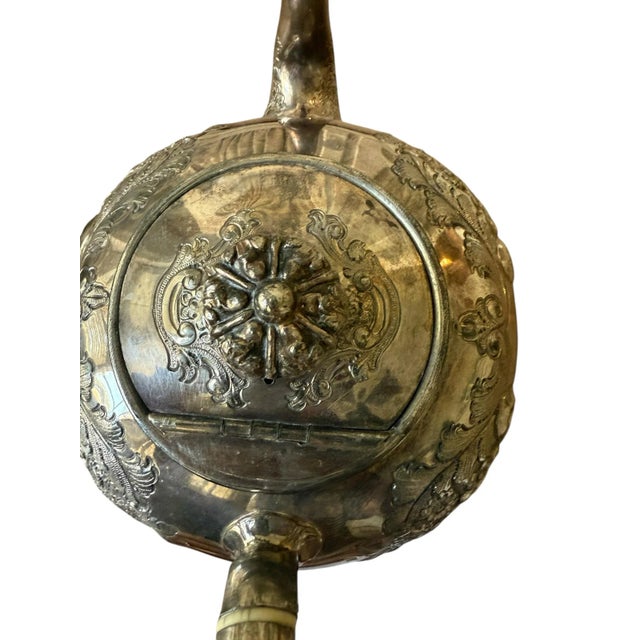 English Early 20th Century Silver Pleated Teapot With Ornate Floral Repousse Decoration. For Sale - Image 3 of 7