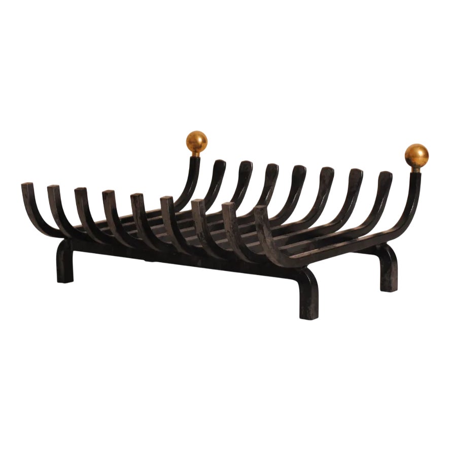 Mid-Century Modern Cast Iron Log Holder for Fireplace, 1960s | Chairish