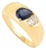 14k Yellow Gold Cigar Band Ring With Blue Sapphire & Diamond Size 6 For Sale