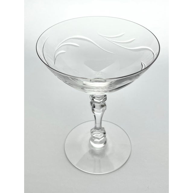 Tiffin Franciscan “Surf” Set of 3 Coupe Champagne Glasses For Sale - Image 4 of 6