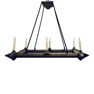 Currey & Co. Carved Wood Hobo Chandelier For Sale