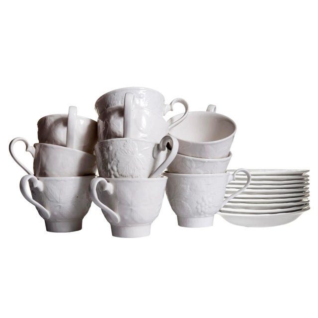 Burgess & Leigh English Ironstone Footed Teacups & Saucers Set/9 For Sale - Image 13 of 13