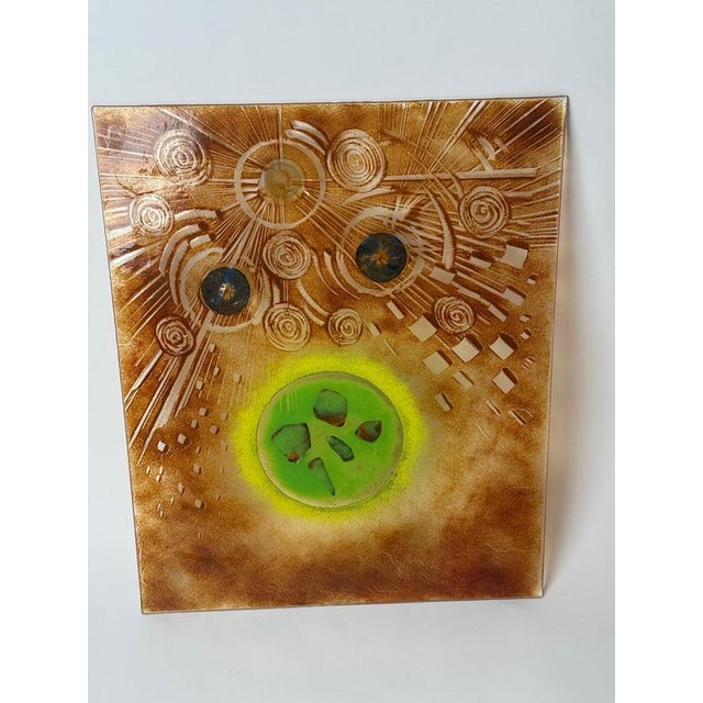 German Handmade Fused Glass Wall Art with Radiant Earth and Planets, 1990s For Sale - Image 13 of 14