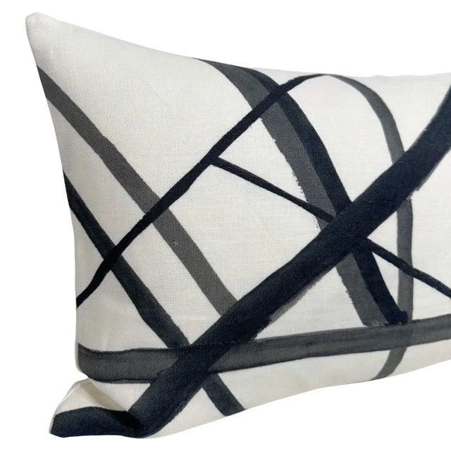 Traditional Channels Pillow Cover in Ebony, 12x20 Pillow For Sale - Image 3 of 3