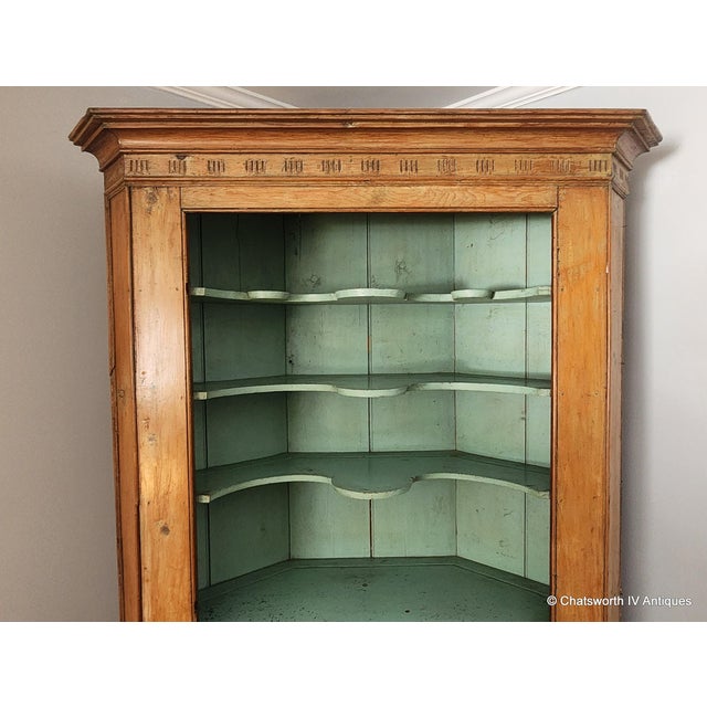Wood Antique Mid 19th Century Painted & Washed American Pine Primitive Corner Cabinet Cupboard, C1850 For Sale - Image 7 of 18