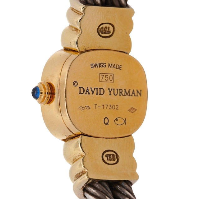 Gold David Yurman Mother of Pearl Diamond Bezel 18k Gold Silver Vintage 1990s Watch For Sale - Image 8 of 10