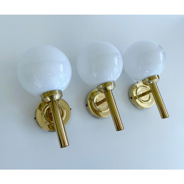 3 vintage danish modern glass and brass sconces by abo renders denmark dimensions 11.02 in. H x 6.29 in. W x 6.29 in. D 28...