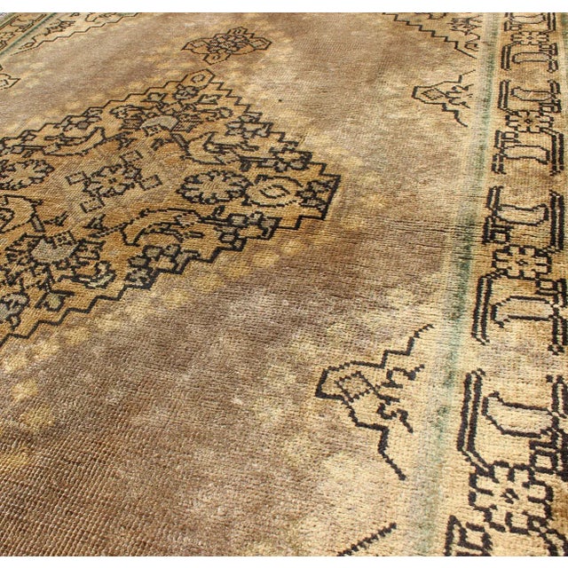 Mid 20th Century Medallion Style Tabriz Persian Vintage Rug With Medallion and Geometric Pattern For Sale - Image 5 of 7