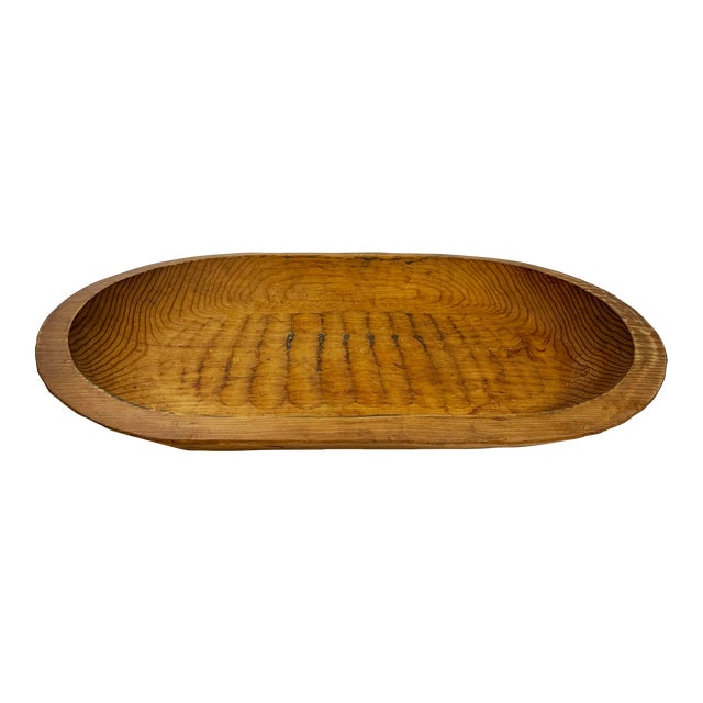 Oversized Primitive Carved Wood Dough Bowl For Sale