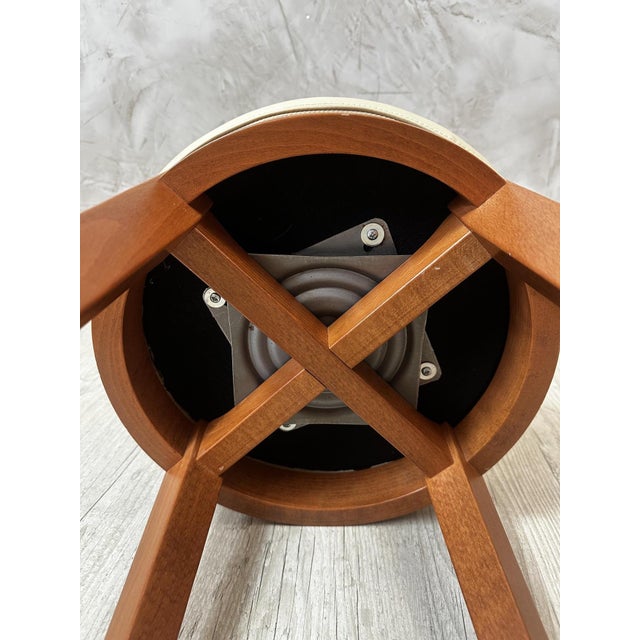 1980s Vintage Workshop Stool in Beech and Leather, 1980s For Sale - Image 5 of 9