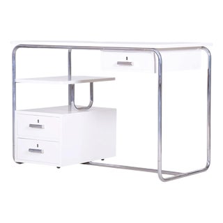 Bauhaus Writing Desk in Chromed Steel and Lacquered Wood, Germany, 1930s For Sale