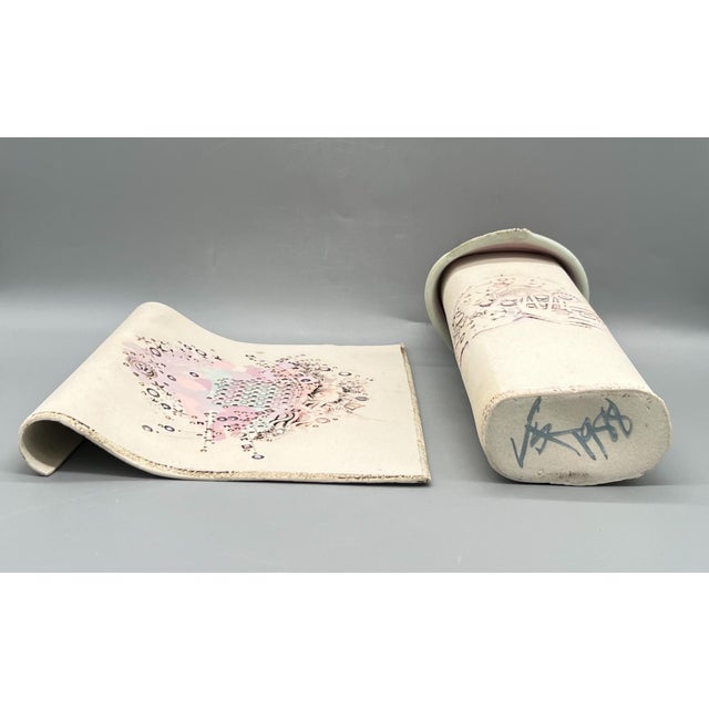 1980s Postmodern Ceramic Art and Vase by Ralph and Sandy Terry - Set of 2 For Sale - Image 9 of 12
