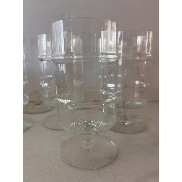 Set of 6 vintage 1960s blown glass water goblets "Bamboo Optic" made by West Virginia Specialty Glass Co. Matching...